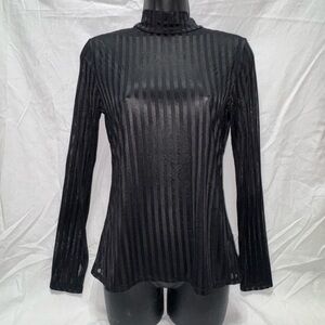 Project RUNWAY Black Sheer Striped Long Sleeve Top